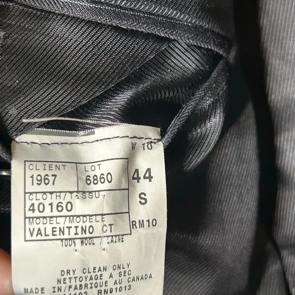 Jack Victor Suit Coat Sz 44S Blazer Navy Pinstripe Valentino CT 100%‎ Wool